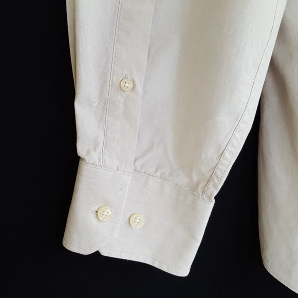 Michelson's of London Men's XL Tan Shirt Button Front Long Sleeve Pocket Cotton - Picture 4 of 11